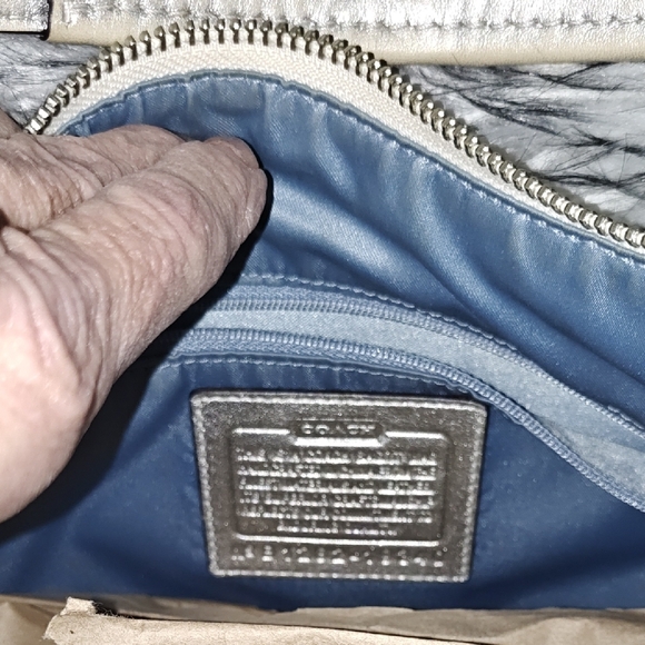 Coach Beige and Gray Signature Shoulder Bag - Picture 9 of 11